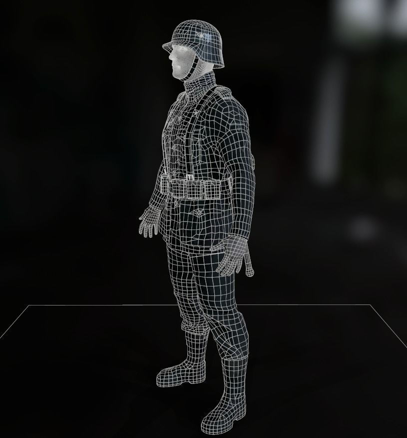 Wehrmacht soldier Low-poly 3D model_18