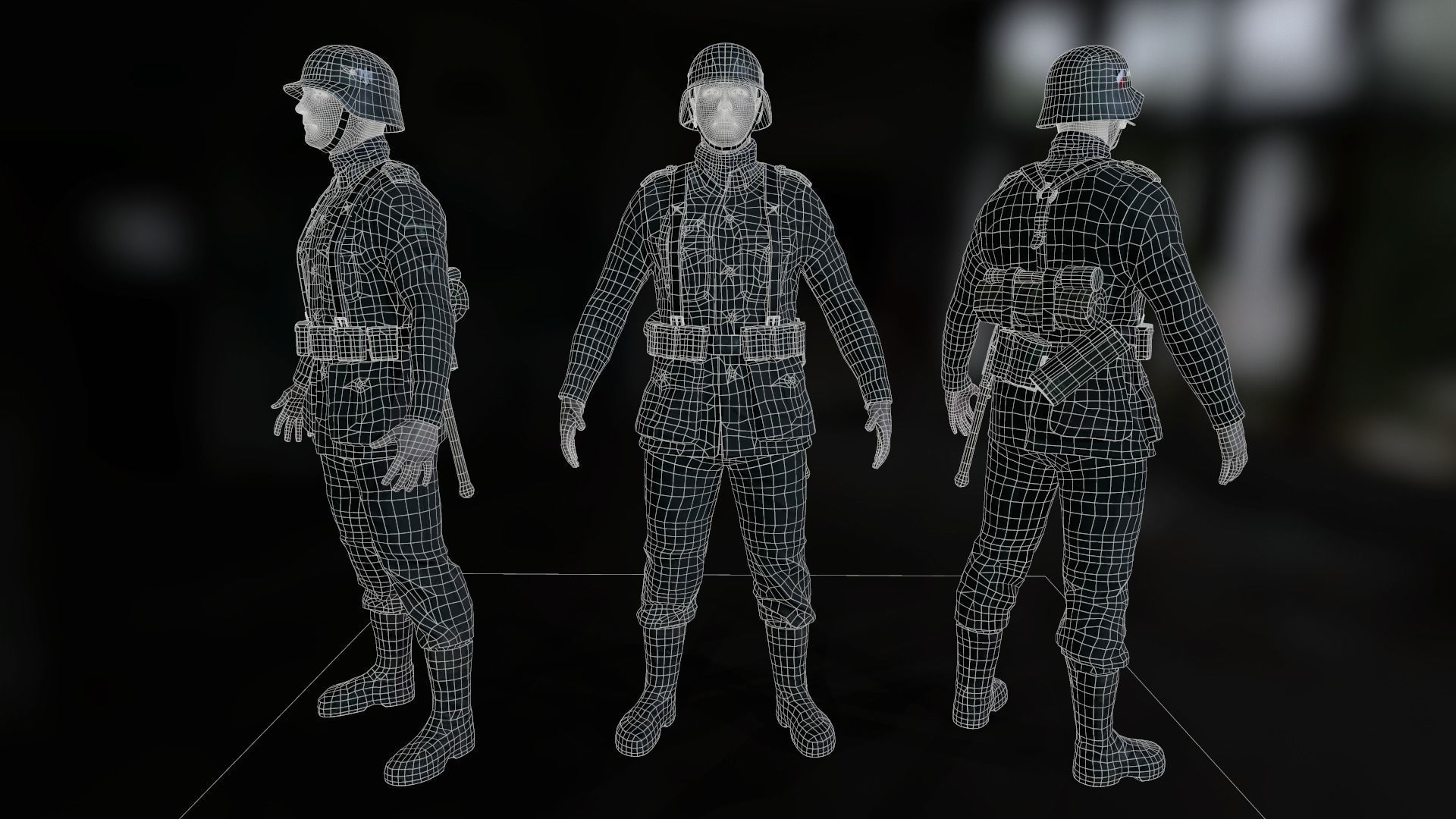 Wehrmacht soldier Low-poly 3D model_1