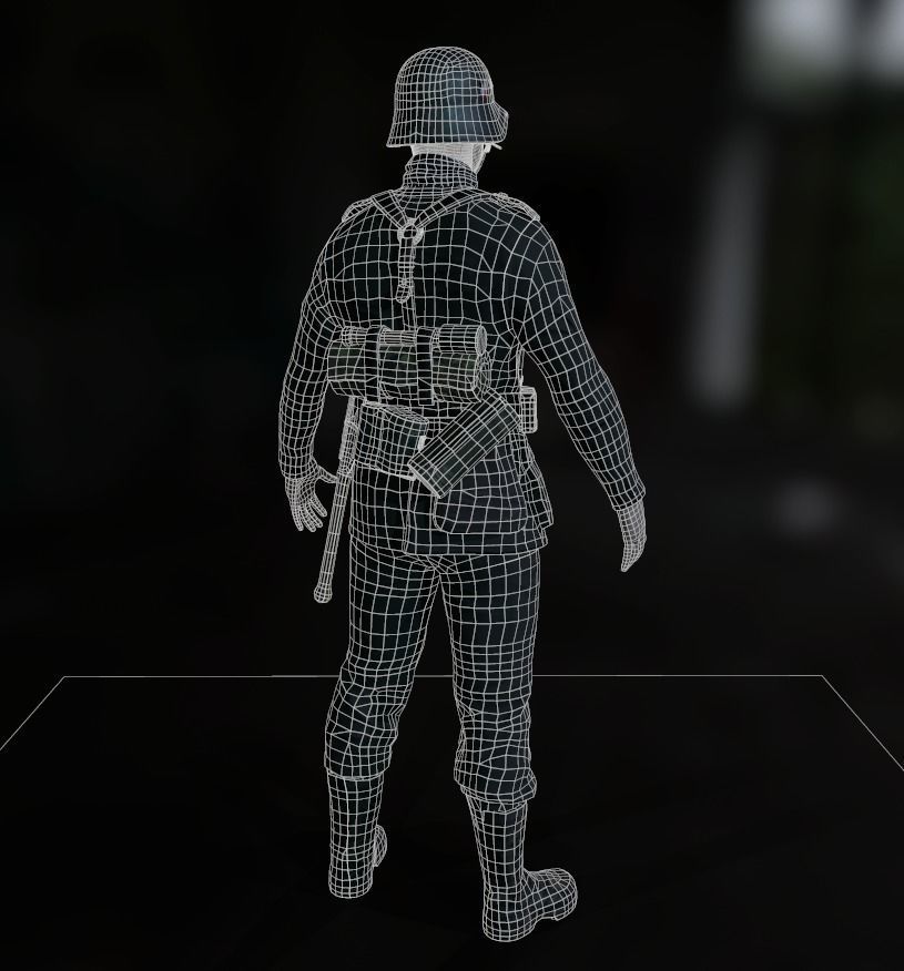 Wehrmacht soldier Low-poly 3D model_16