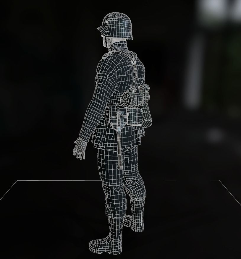 Wehrmacht soldier Low-poly 3D model_17