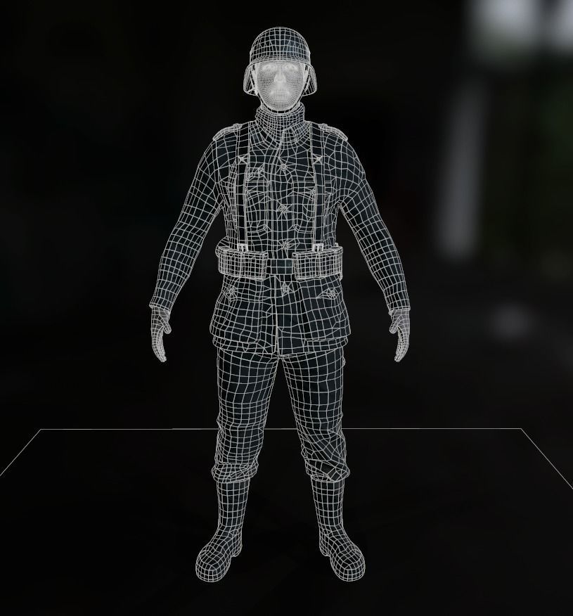 Wehrmacht soldier Low-poly 3D model_14