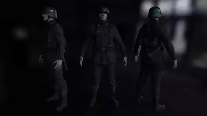 Wehrmacht soldier Low-poly 3D model