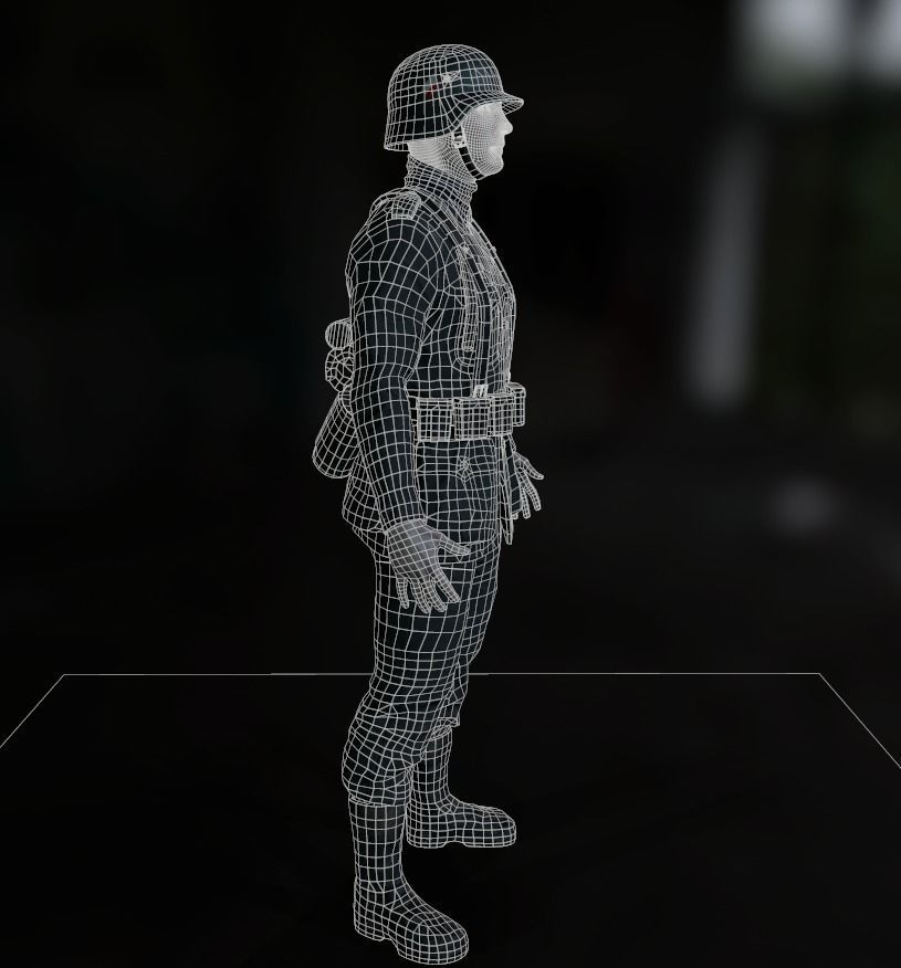 Wehrmacht soldier Low-poly 3D model_15