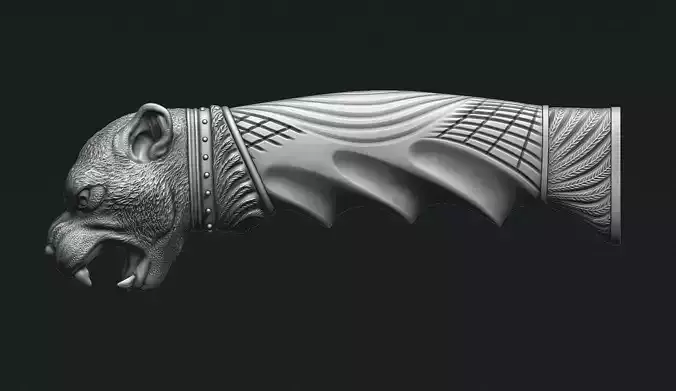 Puma Head Knife Handle 3D print model