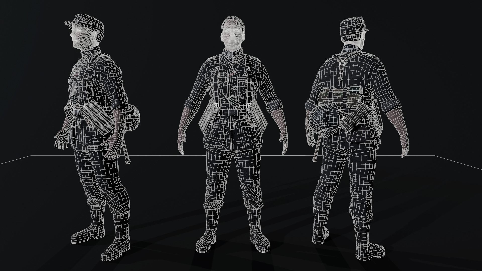 Wehrmacht soldier 2 Low-poly 3D model_1
