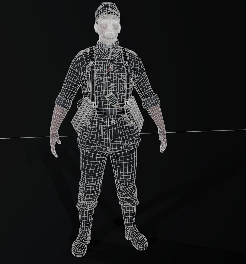 Wehrmacht soldier 2 Low-poly 3D model_17