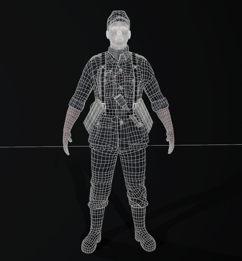 Wehrmacht soldier 2 Low-poly 3D model_13