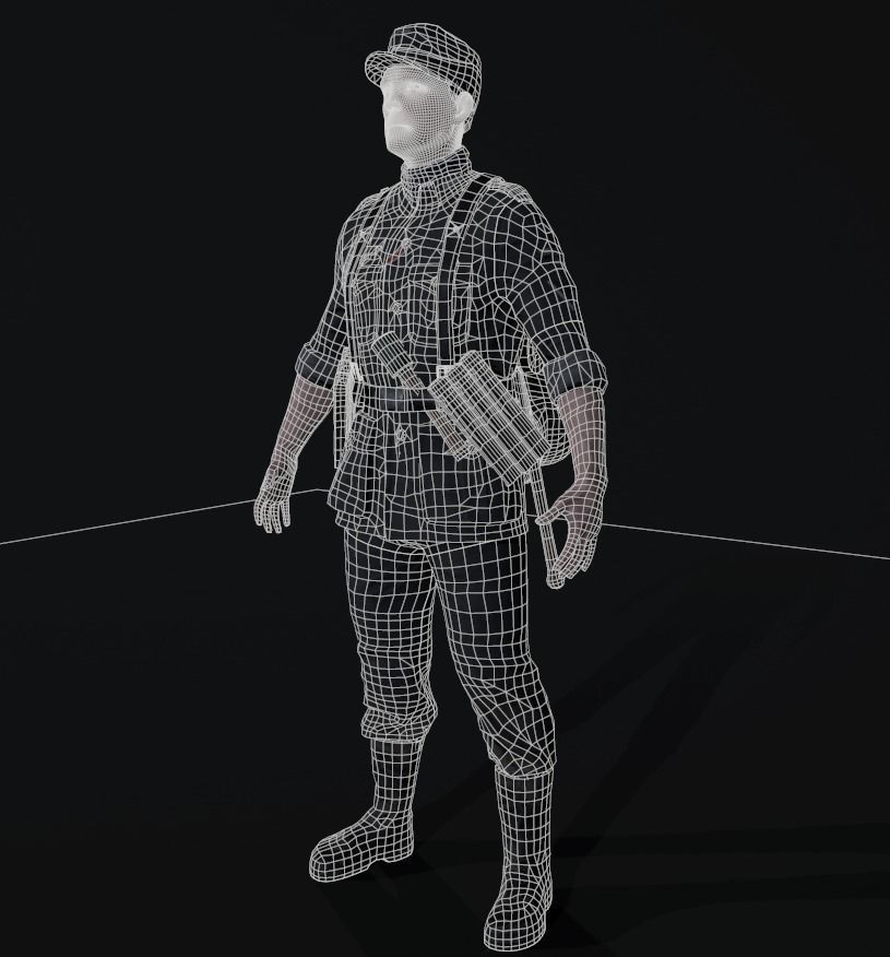 Wehrmacht soldier 2 Low-poly 3D model_14