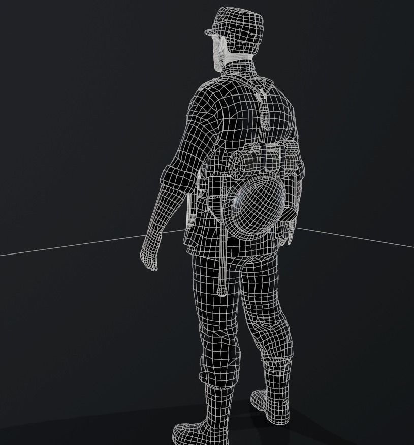 Wehrmacht soldier 2 Low-poly 3D model_15