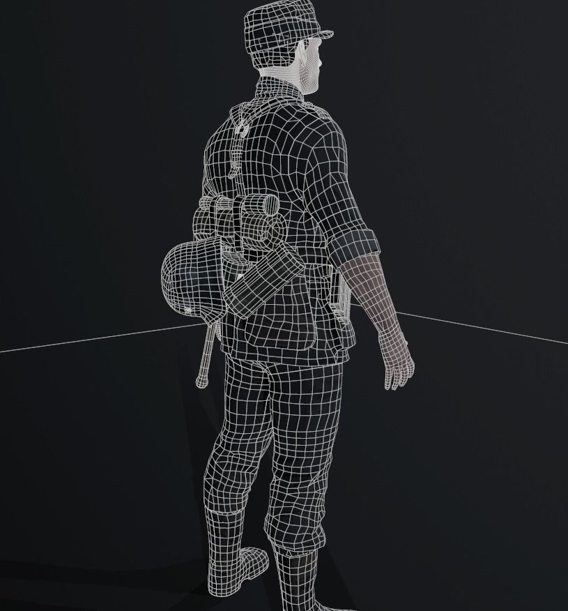 Wehrmacht soldier 2 Low-poly 3D model_16