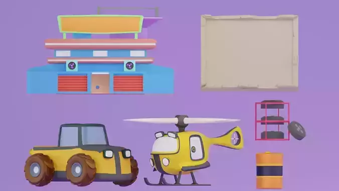 Cartoon Helper Pack Low-poly 3D model