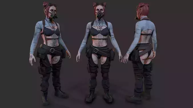 Wasteland Girl Low-poly 3D model