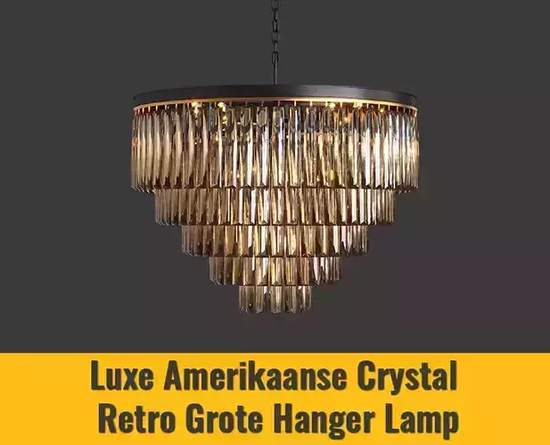 Luxe Amerikaanse Crystal Retro Grote Hanger Lamp 3D model
