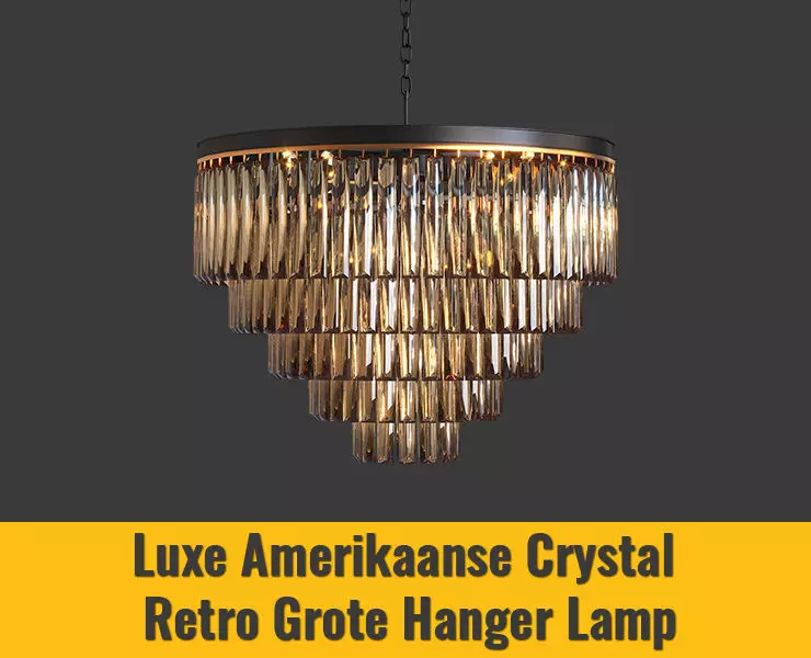 Luxe Amerikaanse Crystal Retro Grote Hanger Lamp 3D model_0