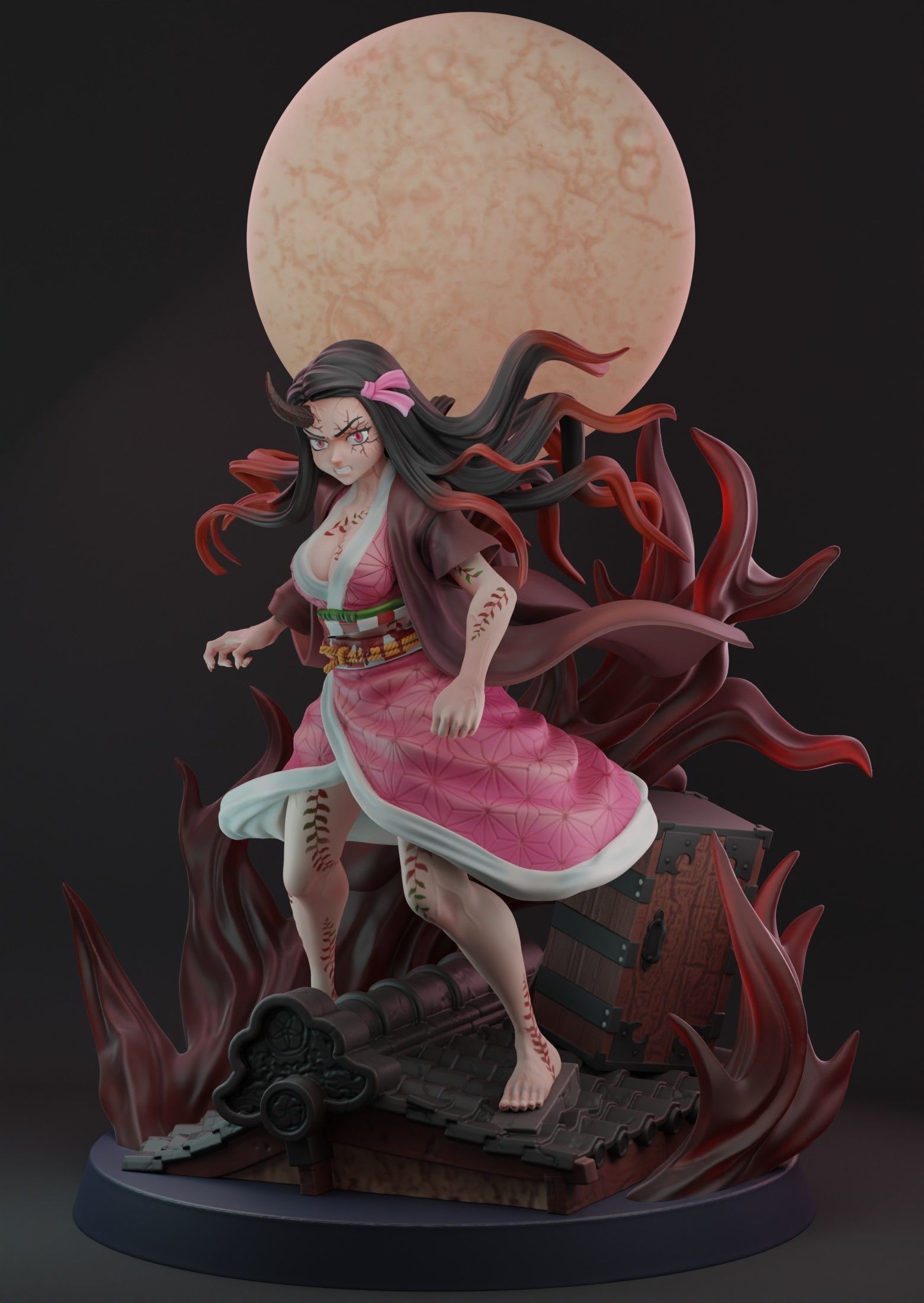 Demon slayer Nezuko divide and full version 3D print model_5