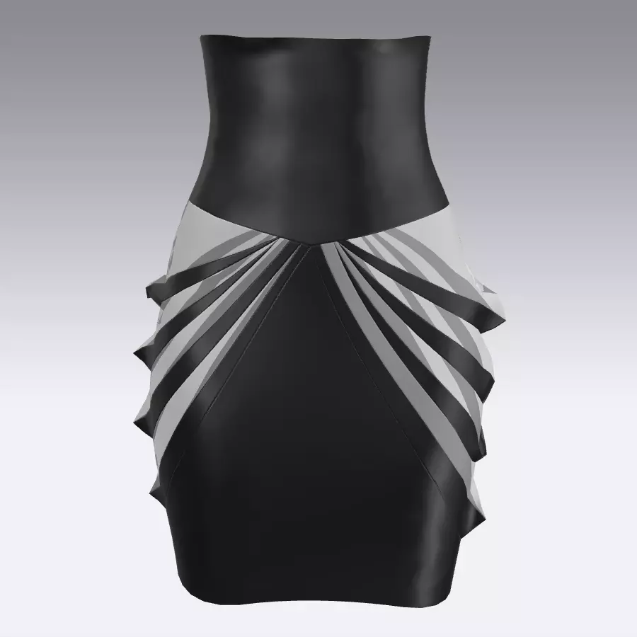 SKIRT COLOR BLOCK BLACK AND WHITE LOOK 3D model_0
