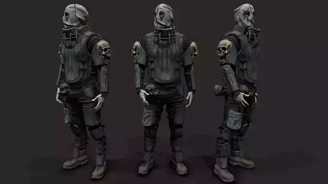 Wasteland man Low-poly 3D model