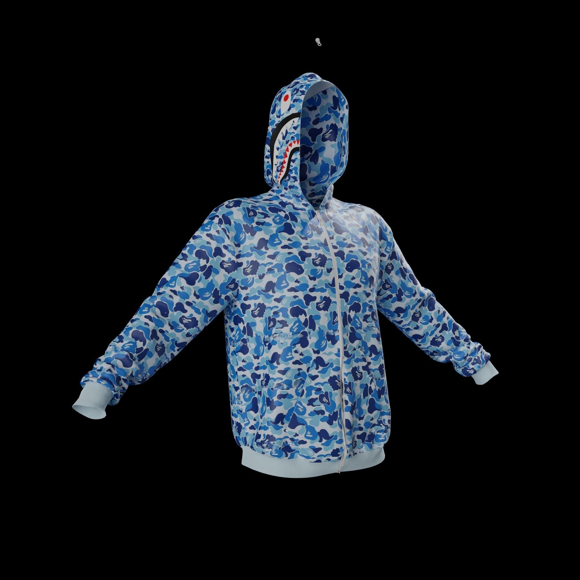 Bape hoodie 3D model_2