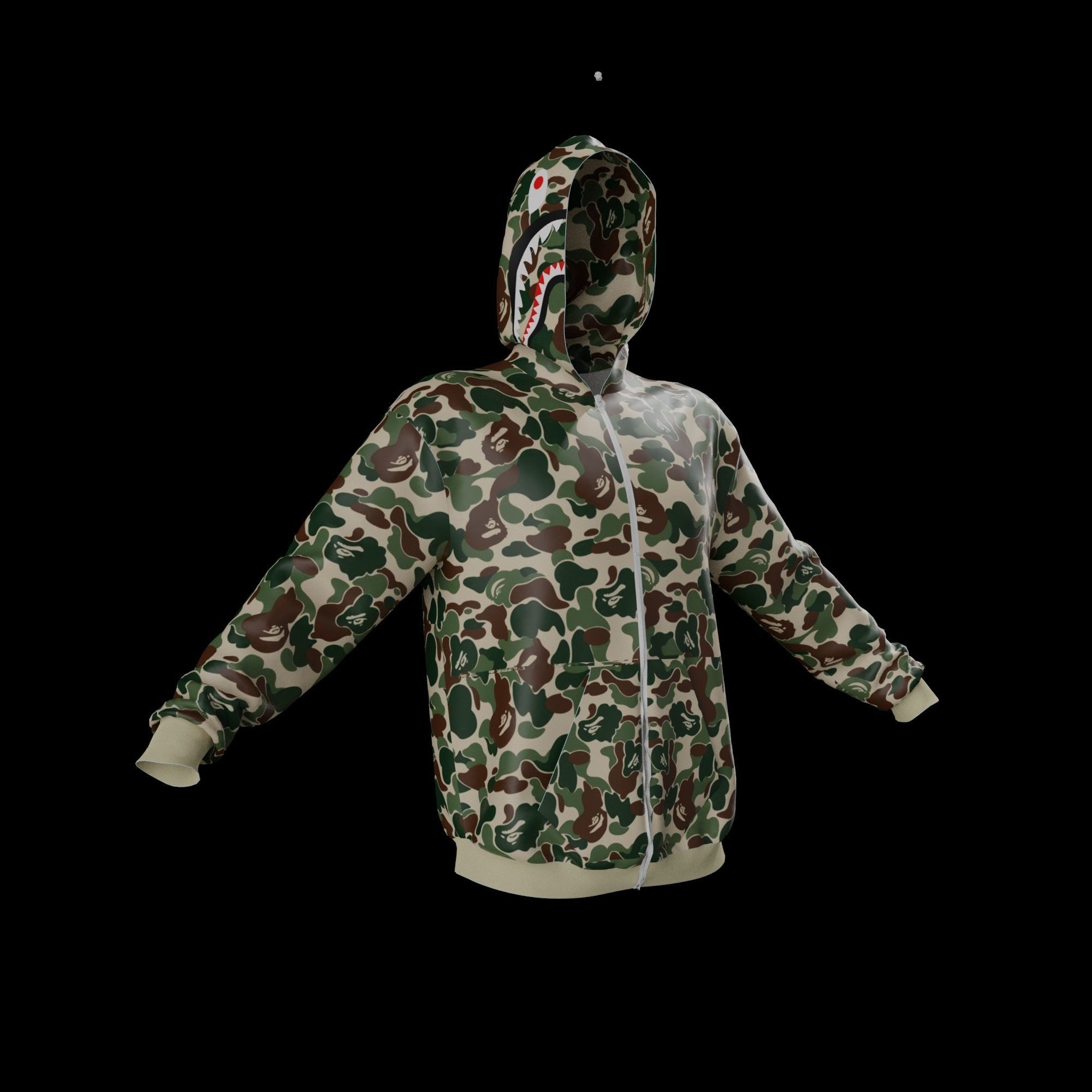 Bape hoodie 3D model_3