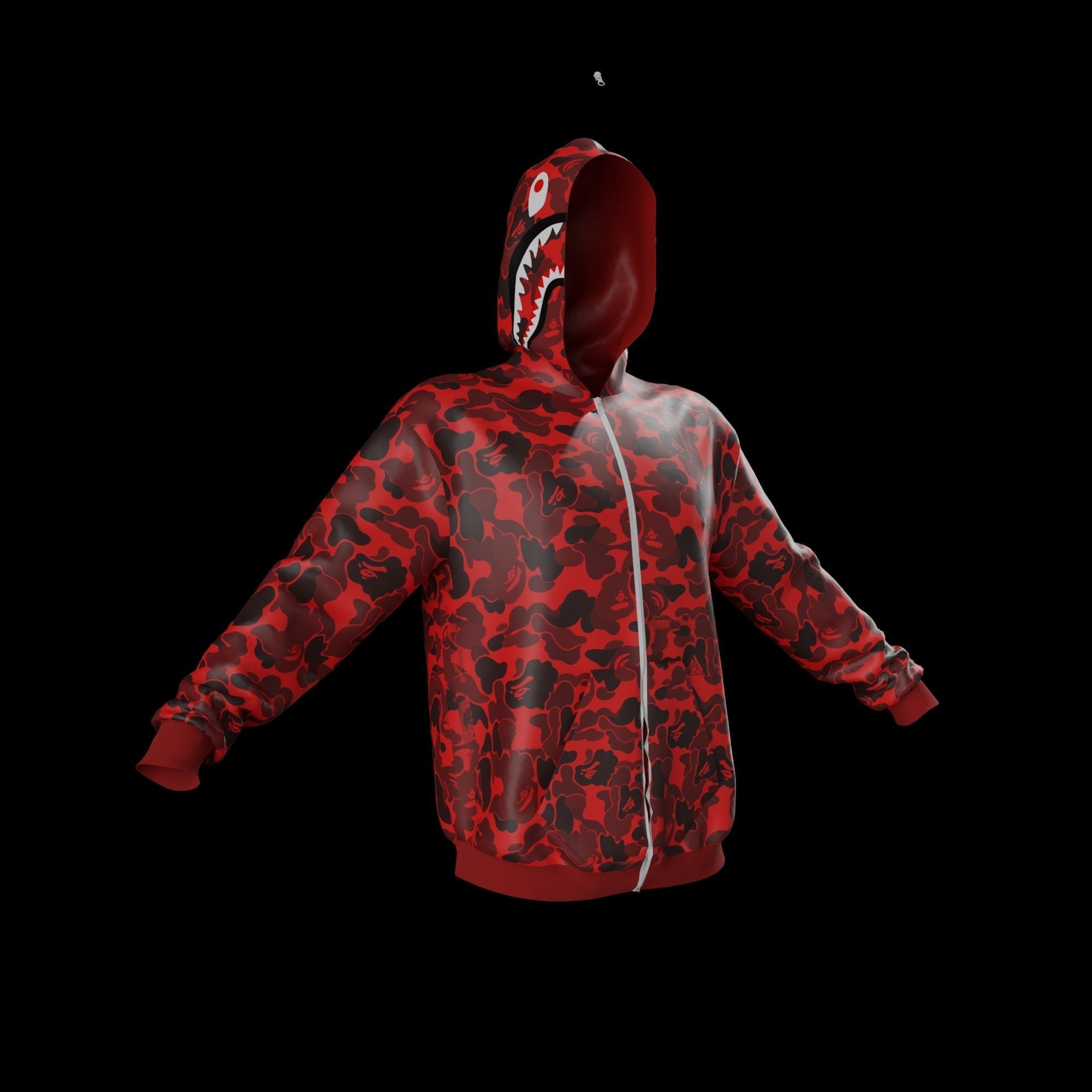 Bape hoodie 3D model_4