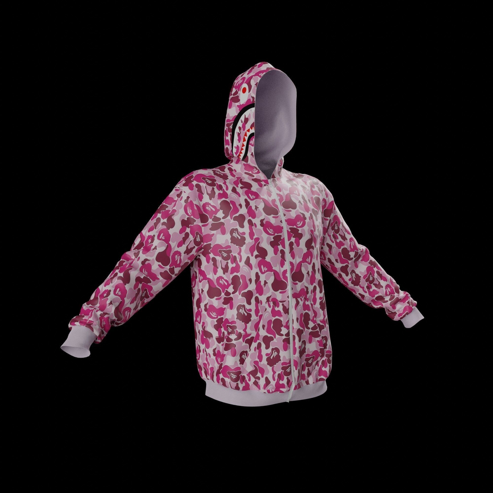 Bape hoodie 3D model_5