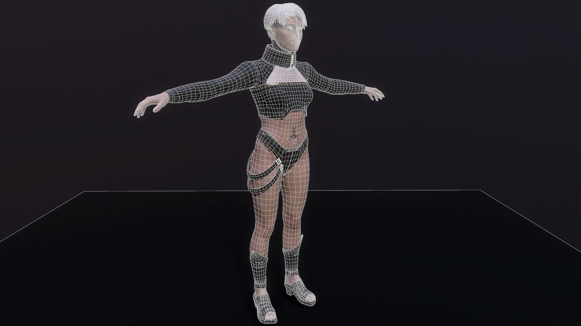 Cyberpunk Girl Low-poly 3D model_11