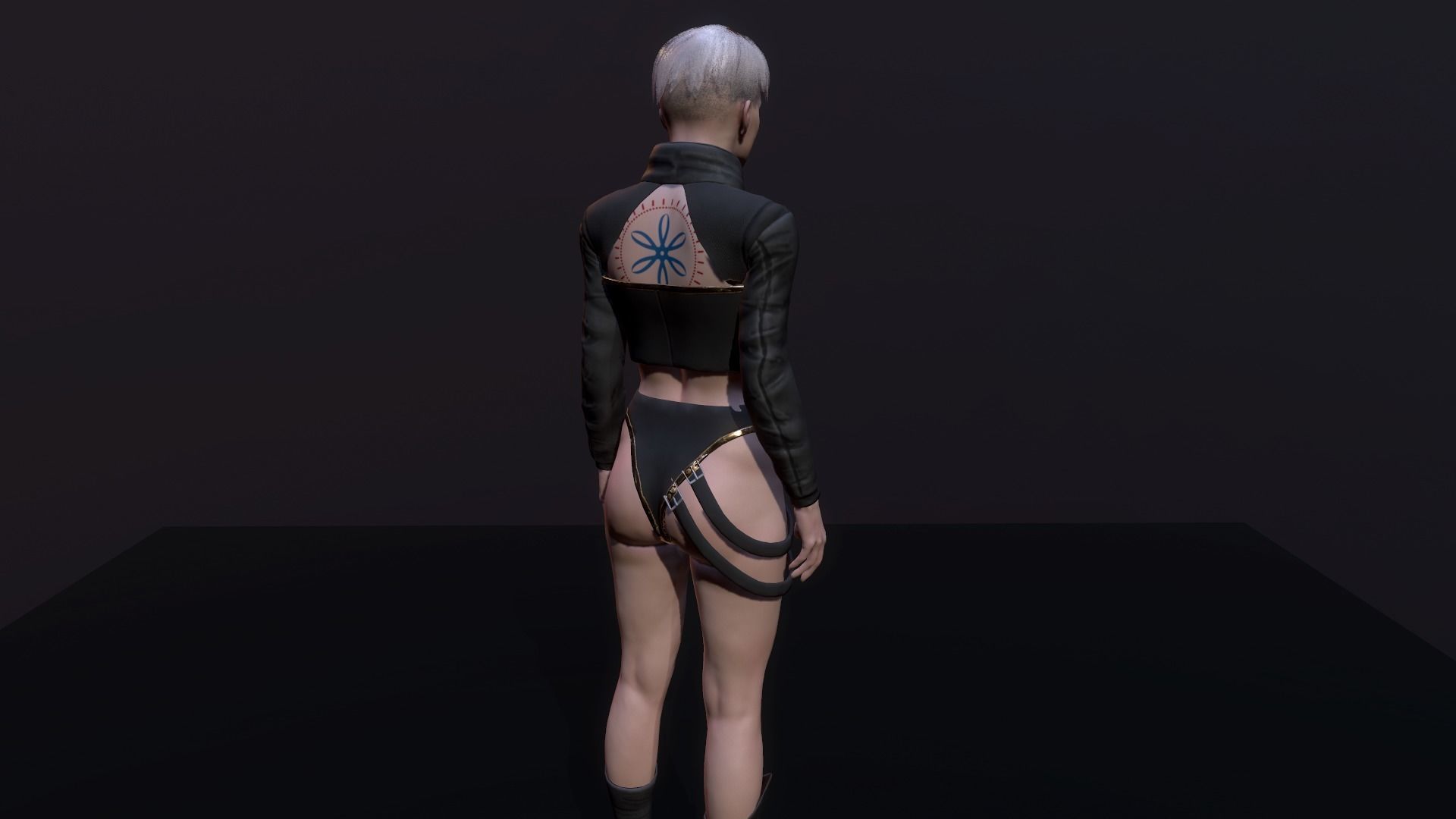 Cyberpunk Girl Low-poly 3D model_7