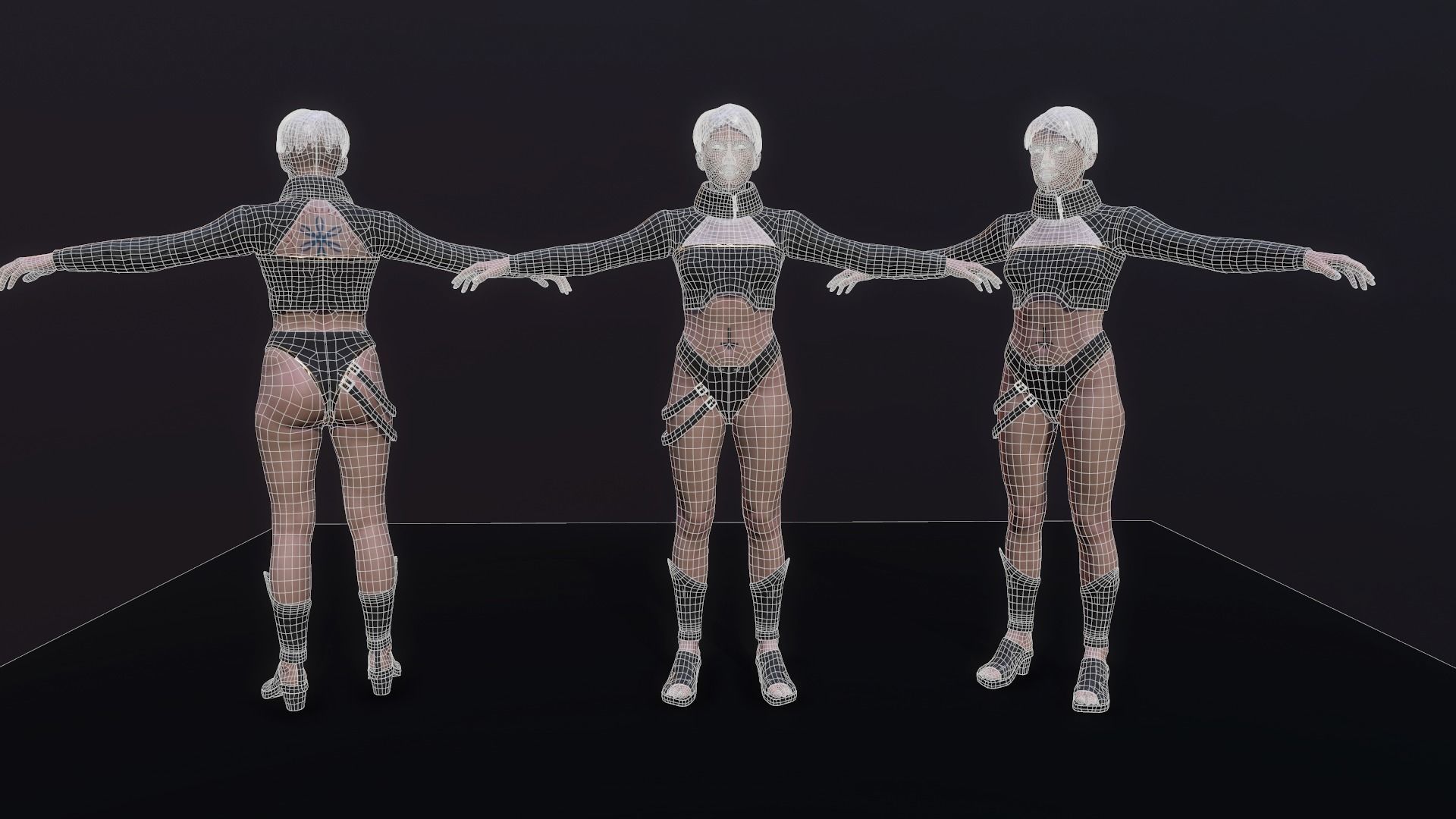 Cyberpunk Girl Low-poly 3D model_4