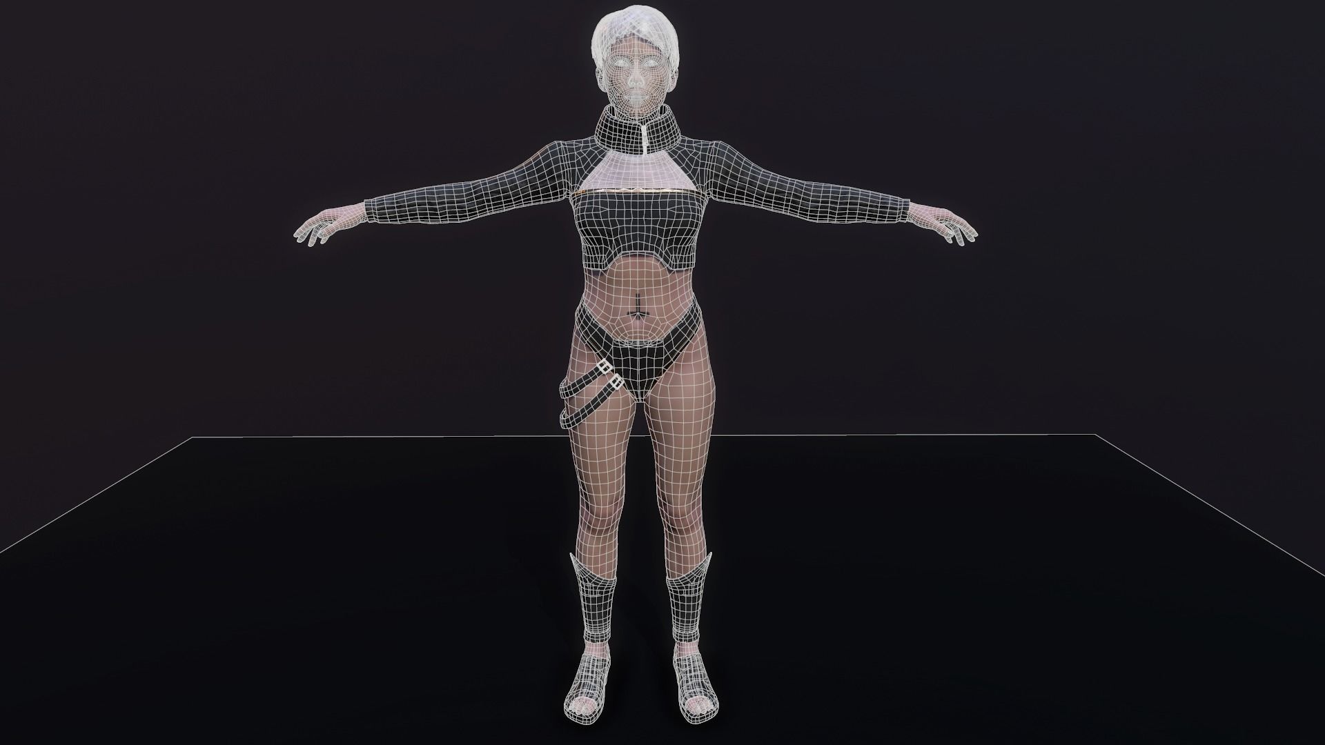Cyberpunk Girl Low-poly 3D model_10