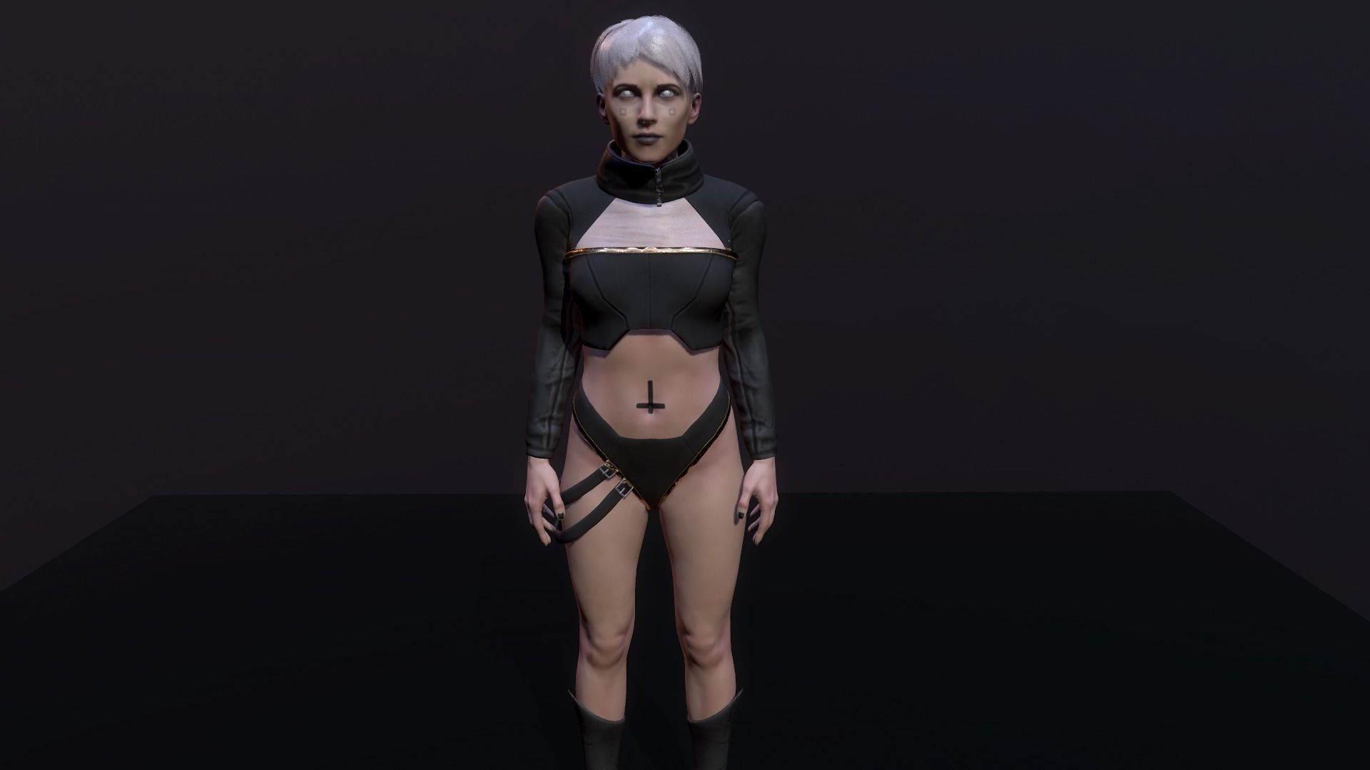 Cyberpunk Girl Low-poly 3D model_5
