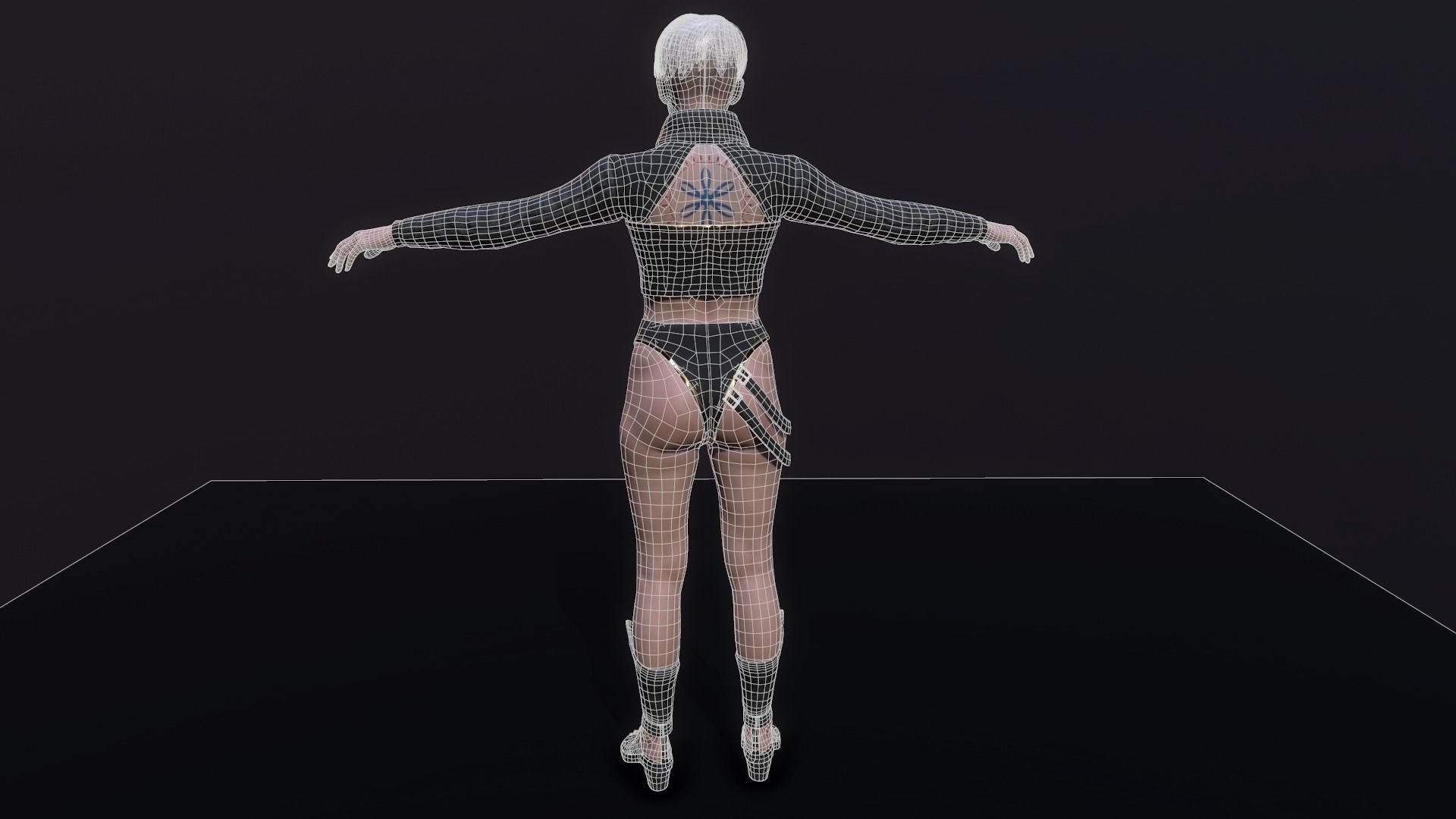 Cyberpunk Girl Low-poly 3D model_13