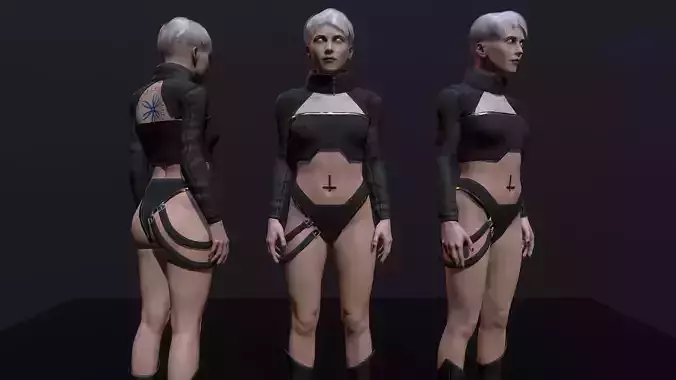 Cyberpunk Girl Low-poly 3D model