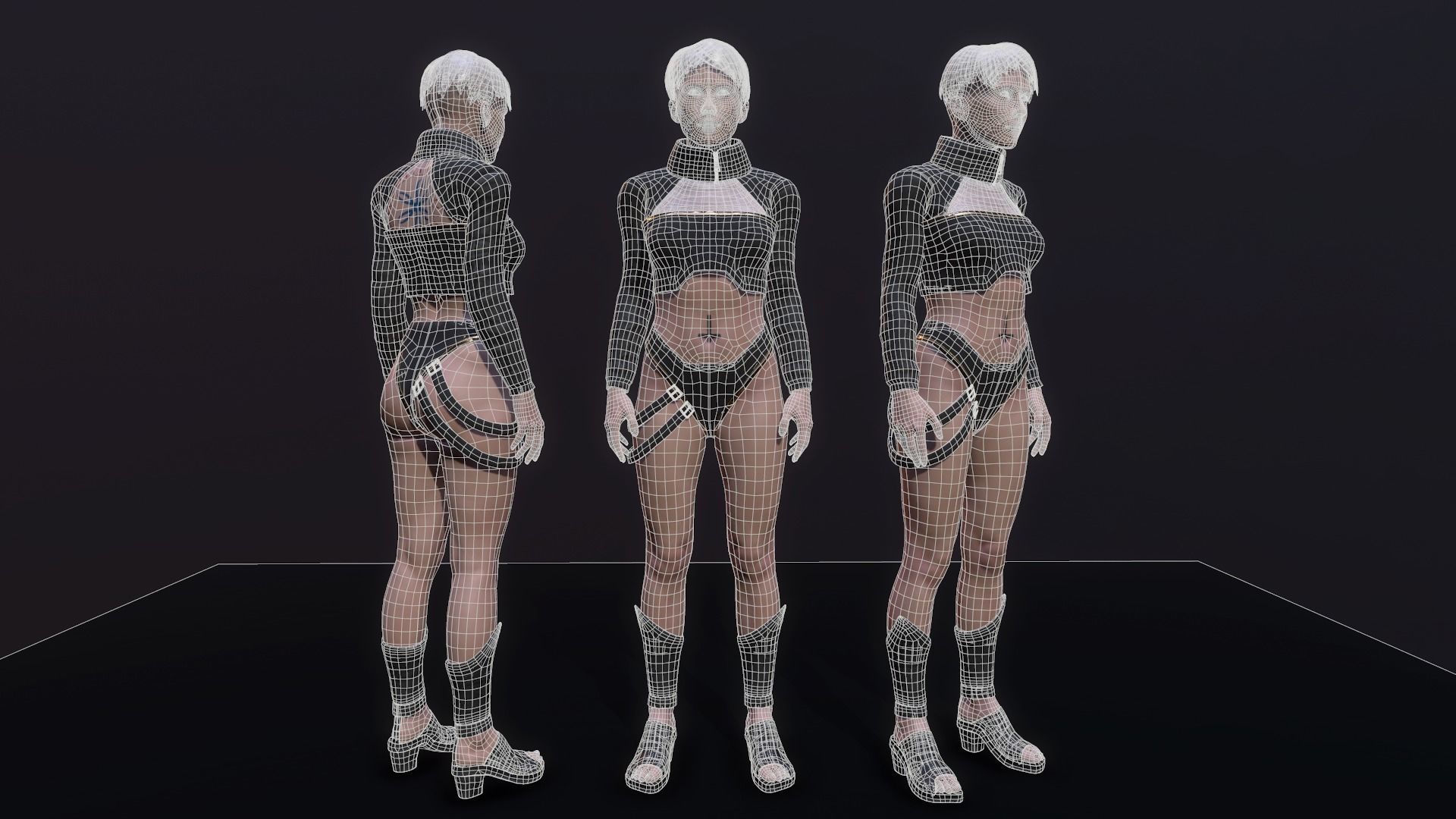 Cyberpunk Girl Low-poly 3D model_2