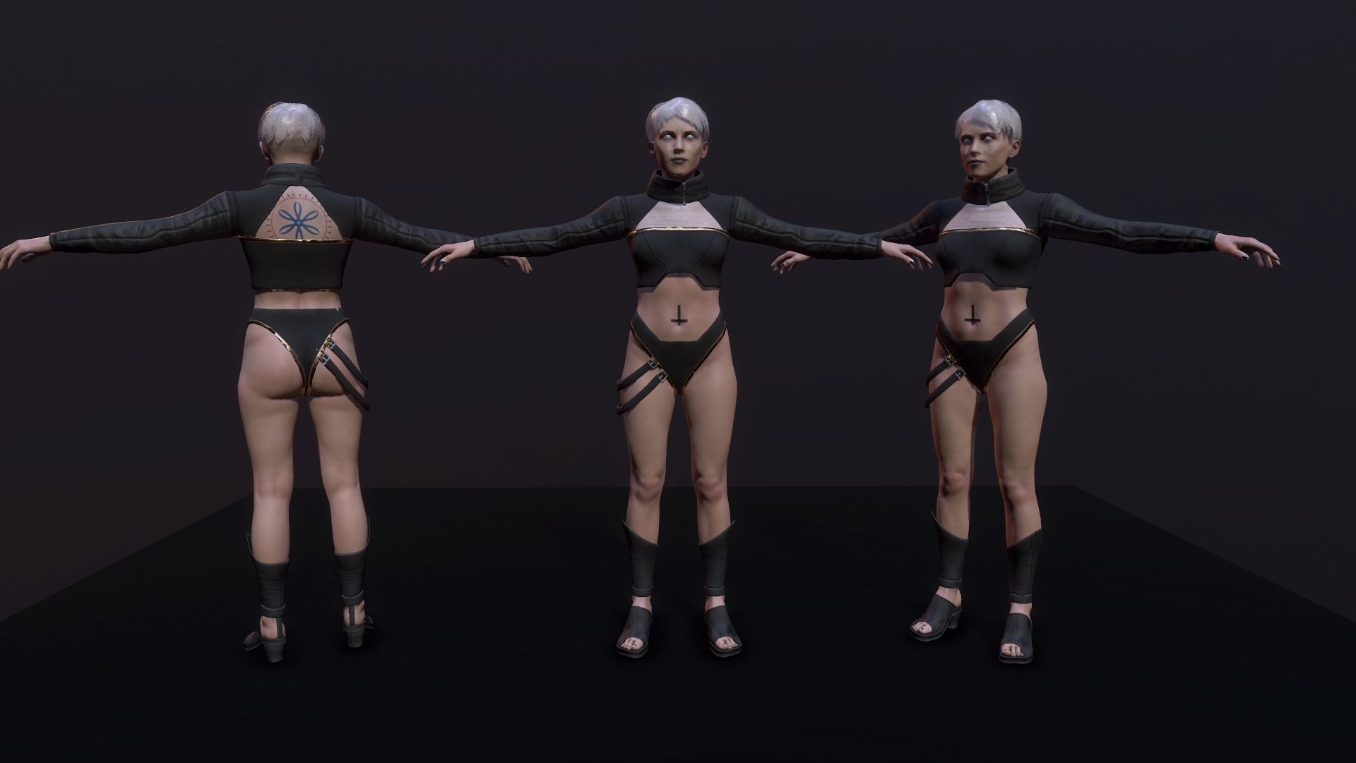 Cyberpunk Girl Low-poly 3D model_3