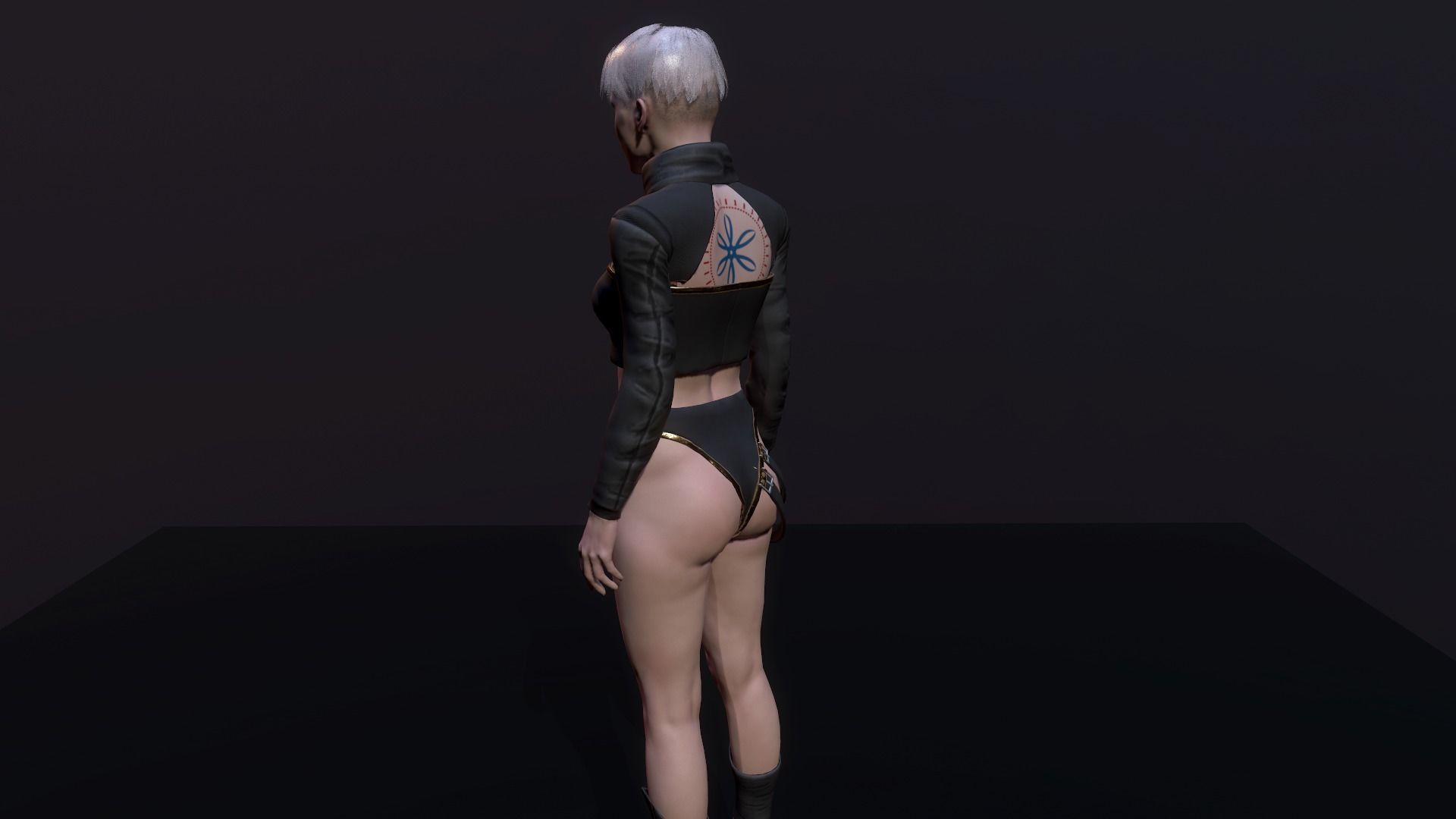 Cyberpunk Girl Low-poly 3D model_8