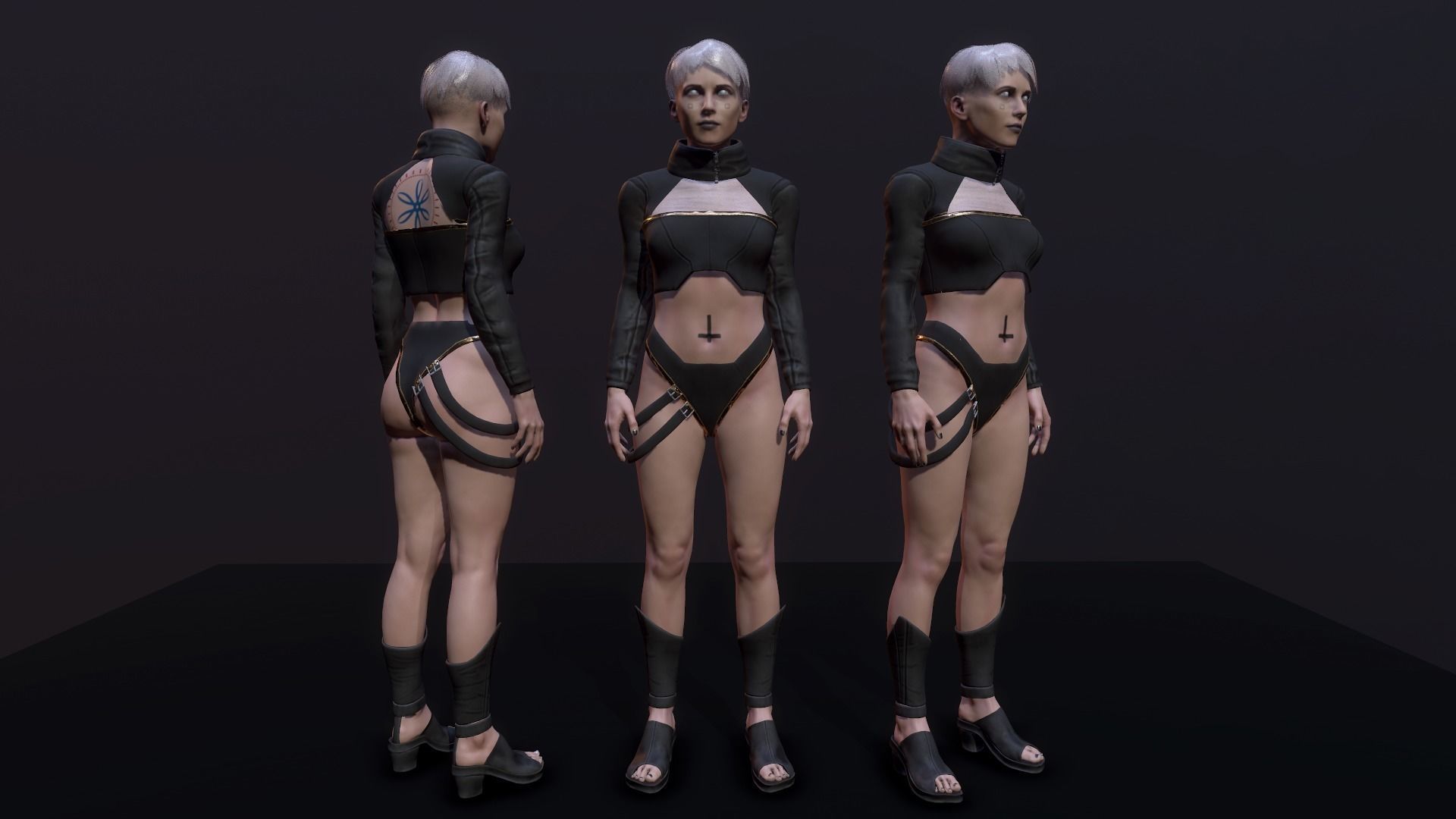 Cyberpunk Girl Low-poly 3D model_1