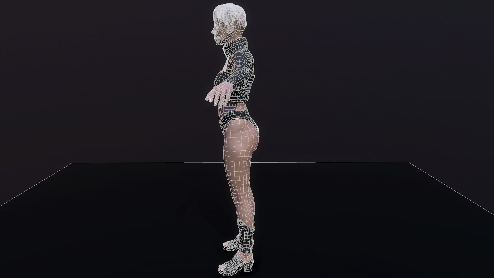 Cyberpunk Girl Low-poly 3D model_14