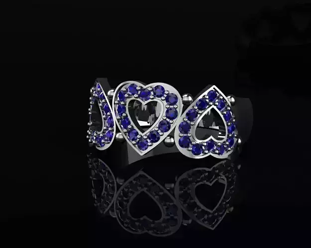 Ring heart with diamonds