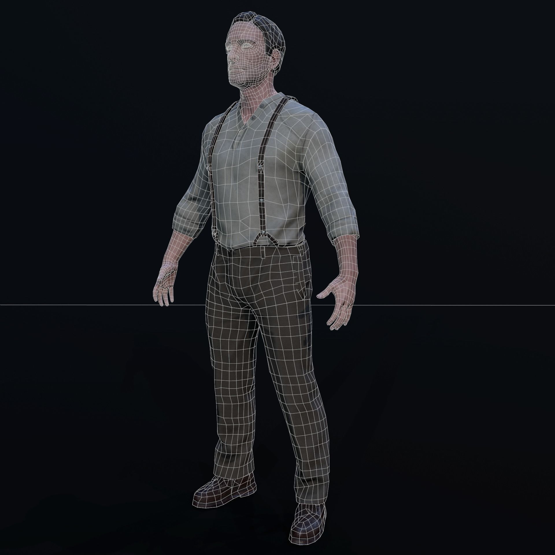 Noir Character Low-poly 3D model_17