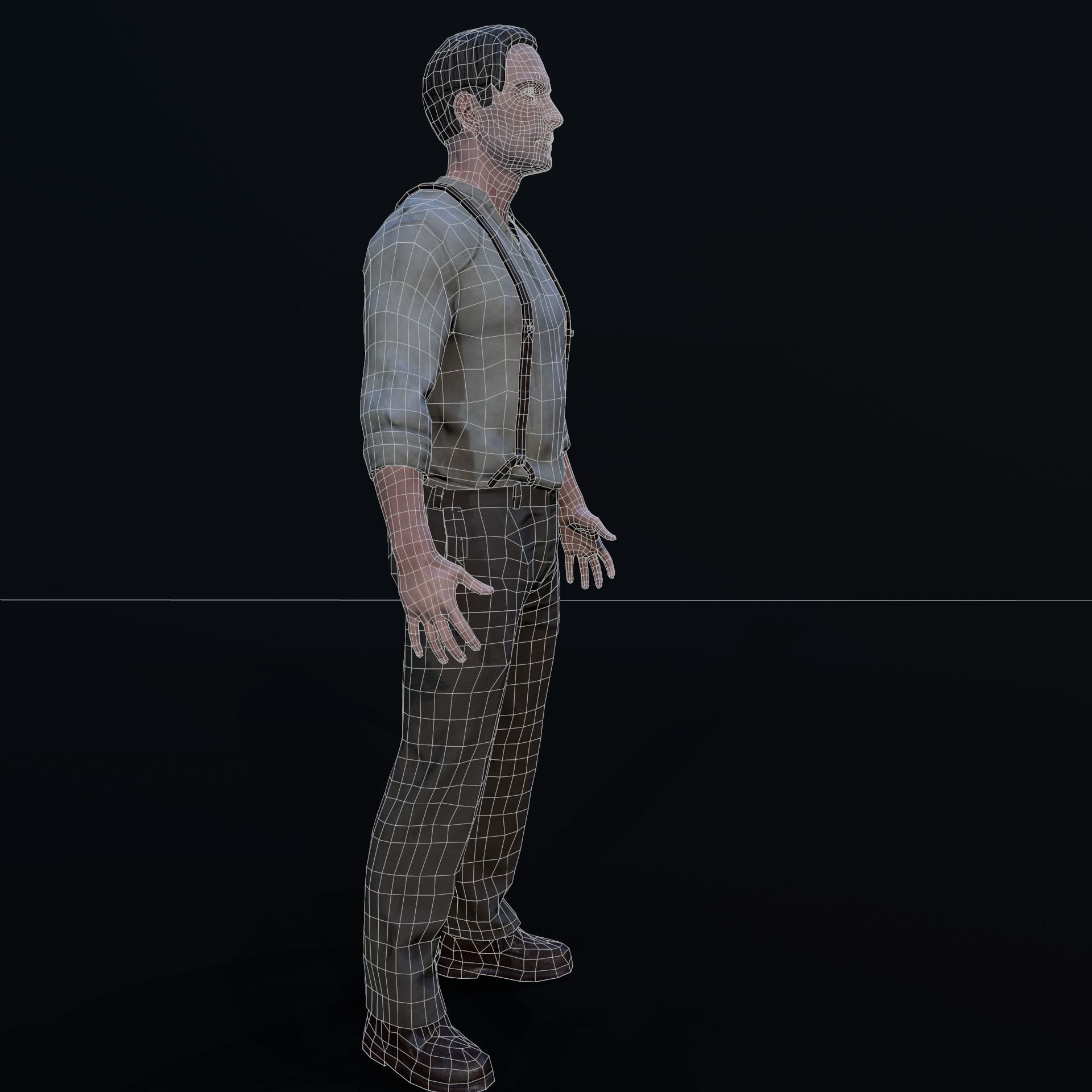 Noir Character Low-poly 3D model_7