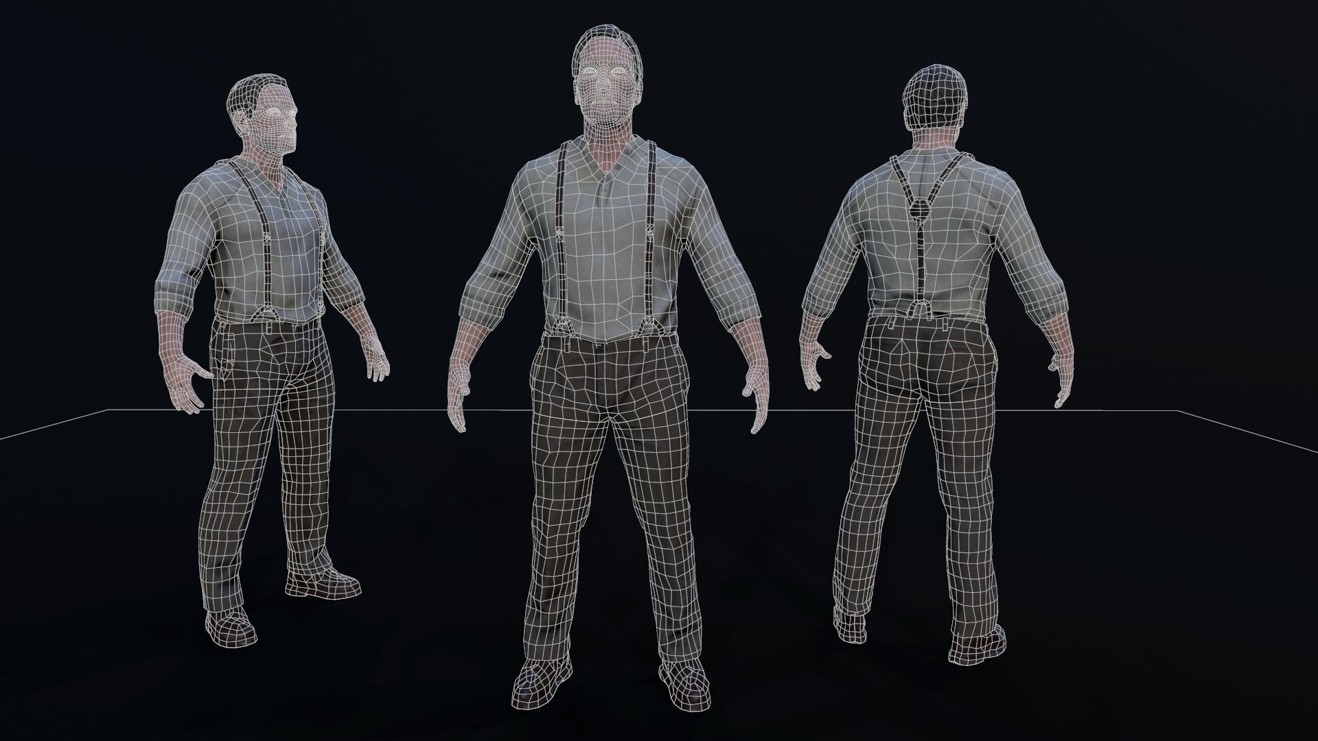 Noir Character Low-poly 3D model_1