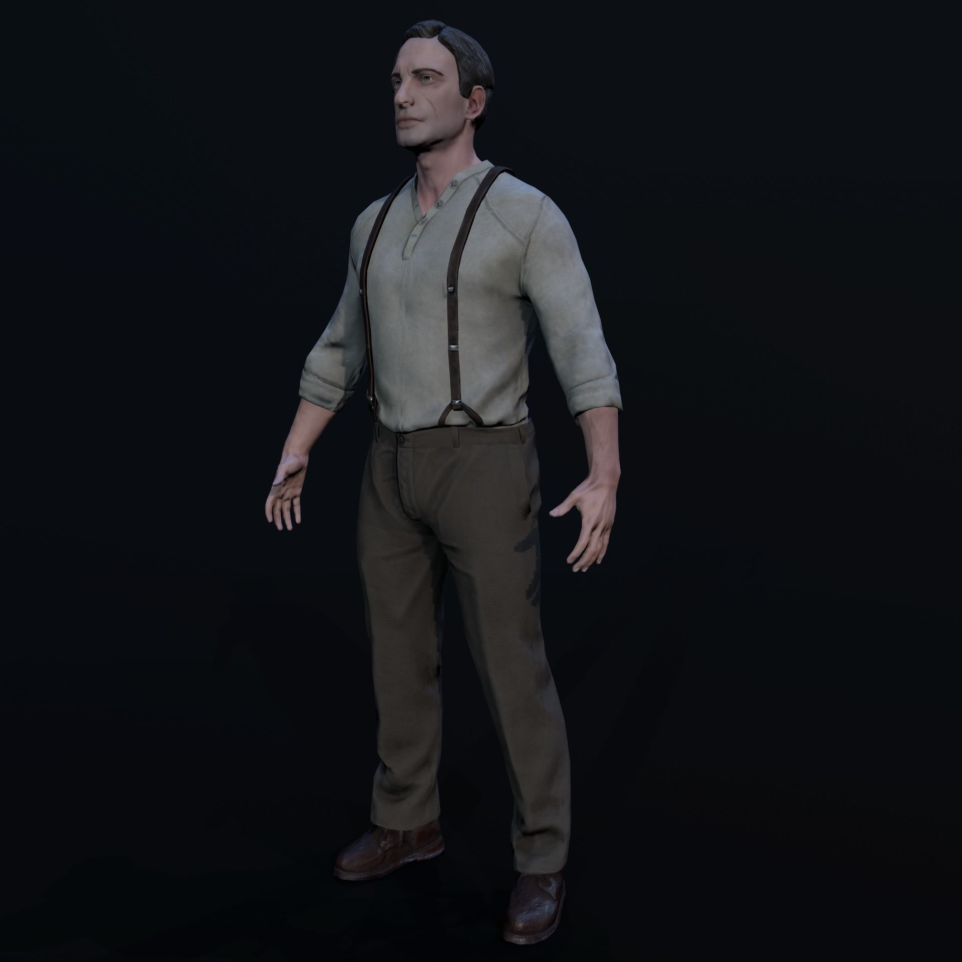 Noir Character Low-poly 3D model_4