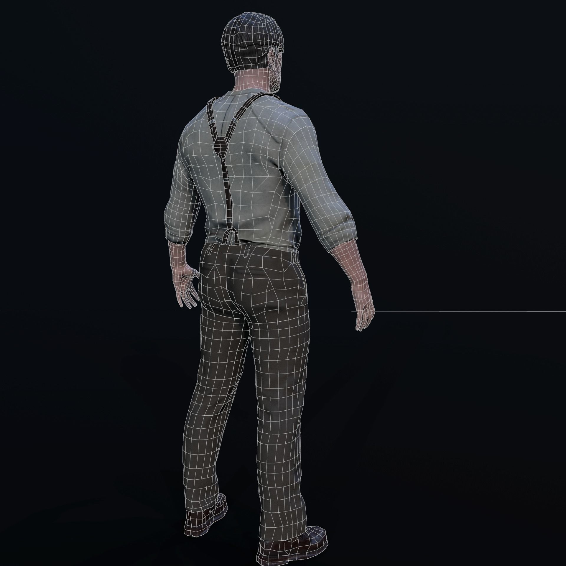 Noir Character Low-poly 3D model_5