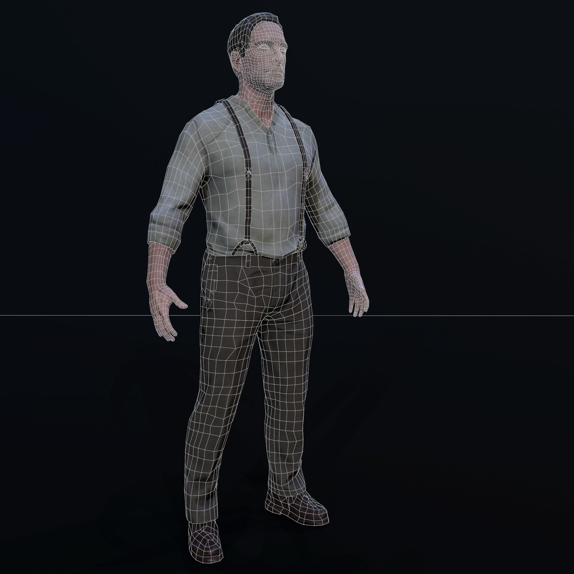 Noir Character Low-poly 3D model_14