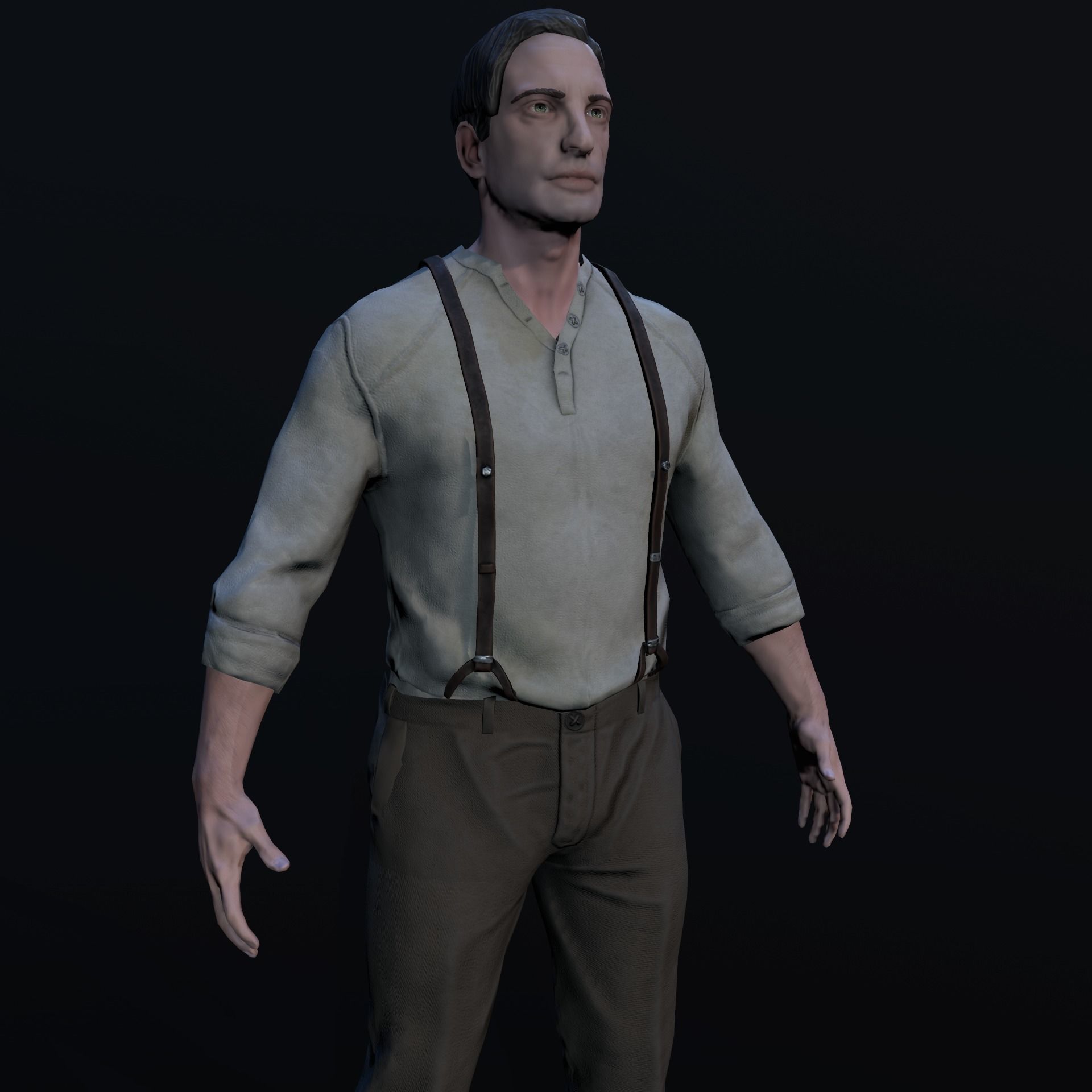 Noir Character Low-poly 3D model_23
