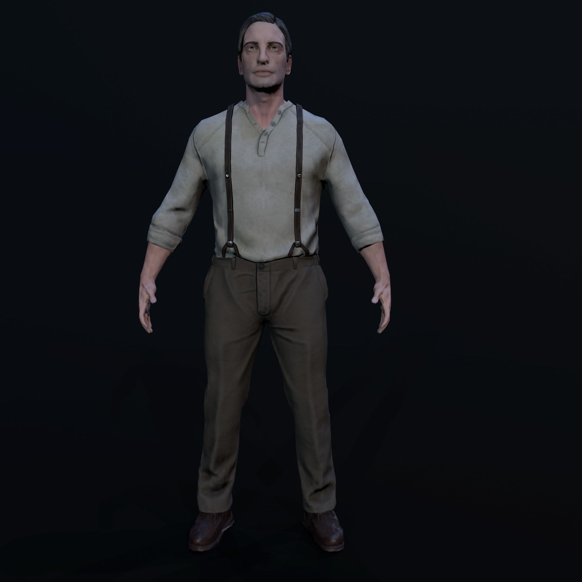 Noir Character Low-poly 3D model_3
