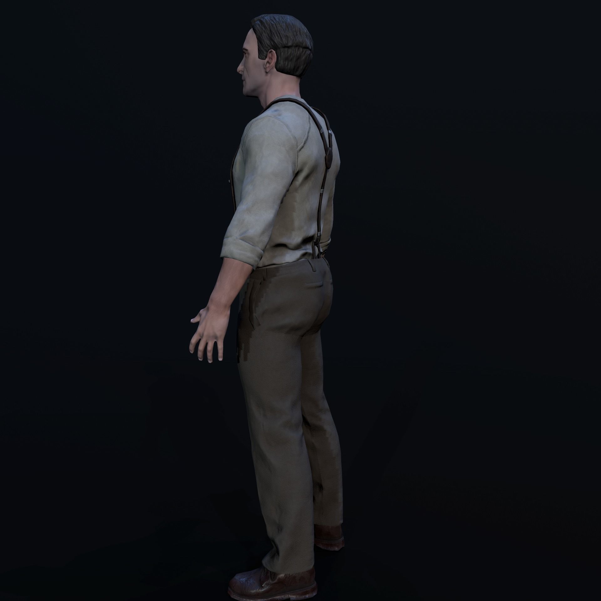 Noir Character Low-poly 3D model_6