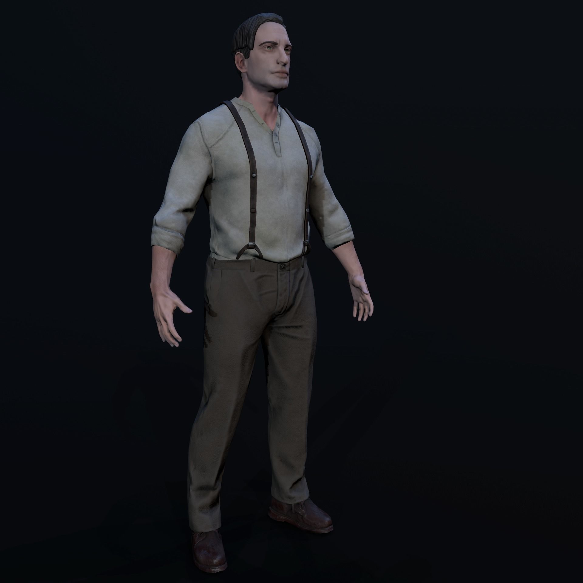 Noir Character Low-poly 3D model_2