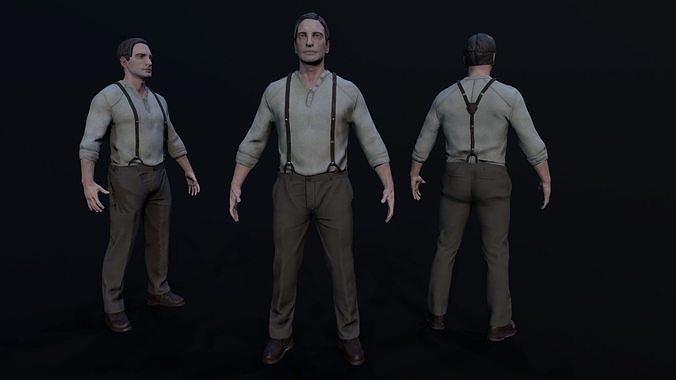 Noir Character Low-poly 3D model