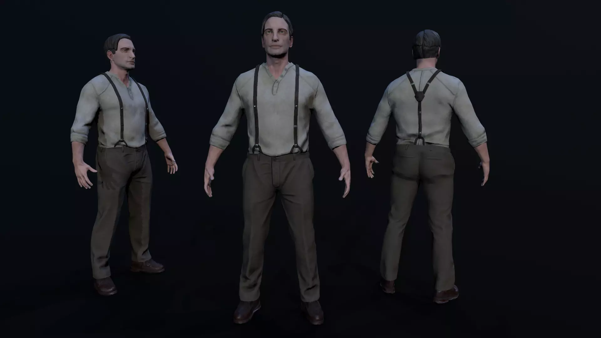 Noir Character Low-poly 3D model_0